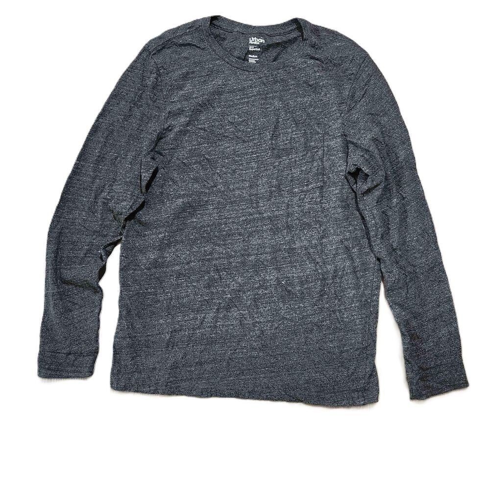 Urban Pipeline Mens Long Sleeve Crew Neck Pocket Shirt Charcoal Medium